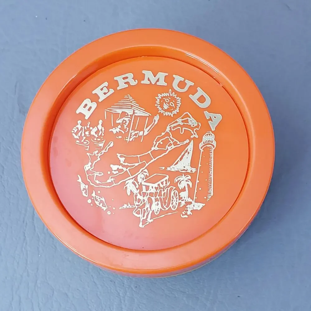 Vintage 1970's Souvenir Vintage BERMUDA Plastic Coasters Set of 6